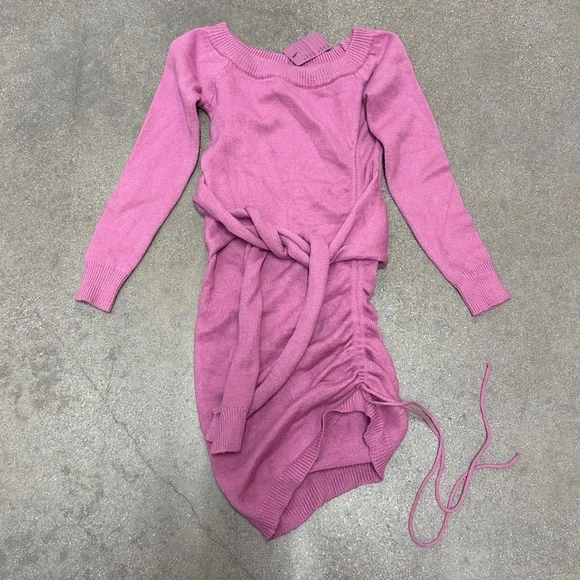 Off Shoulder Pink Knit Dress - Picture 6 of 6